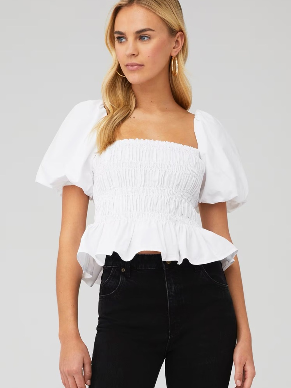 ASTR White Savina Puff Sleeve Top